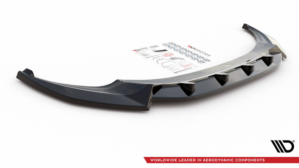 Maxton Design Street+ Spoilerlippe Front Ansatz V.2 passend für VW Tiguan R / R-Line Mk2 Facelift schwarz Hochglanz
