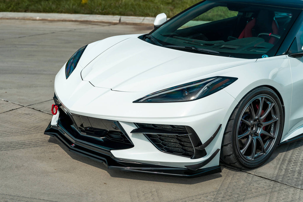 Maxton Design Street+ Spoilerlippe Front Ansatz passend für Chevrolet Corvette C8 schwarz Hochglanz