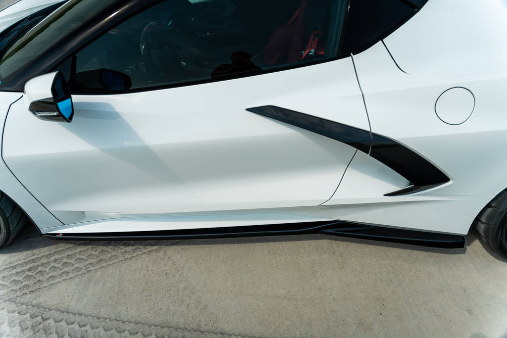 Maxton Design Street+ Seitenschweller Leisten passend für Chevrolet Corvette C8 schwarz Hochglanz