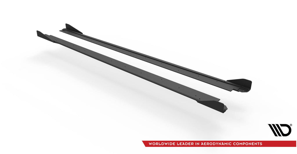 Maxton Design Street Pro Street+ Seitenschweller Leisten + Flaps passend für Seat Leon FR Mk4 schwarz Hochglanz
