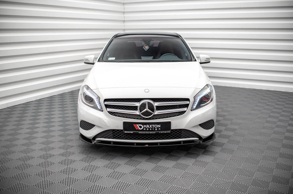Maxton Design Street+ Spoilerlippe Front Ansatz V.1 passend für Mercedes-Benz A W176 schwarz Hochglanz