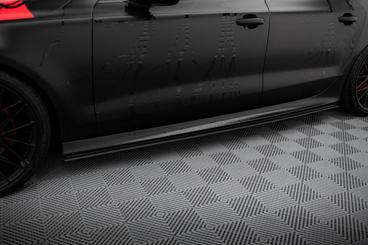 Maxton Design Street Pro Seitenschweller Leisten für Audi A7 RS7 Look C7 [2010-2014] | Schwarz strukturiert | ABS-Kunststoff | mit TTG (eintragungsfrei)