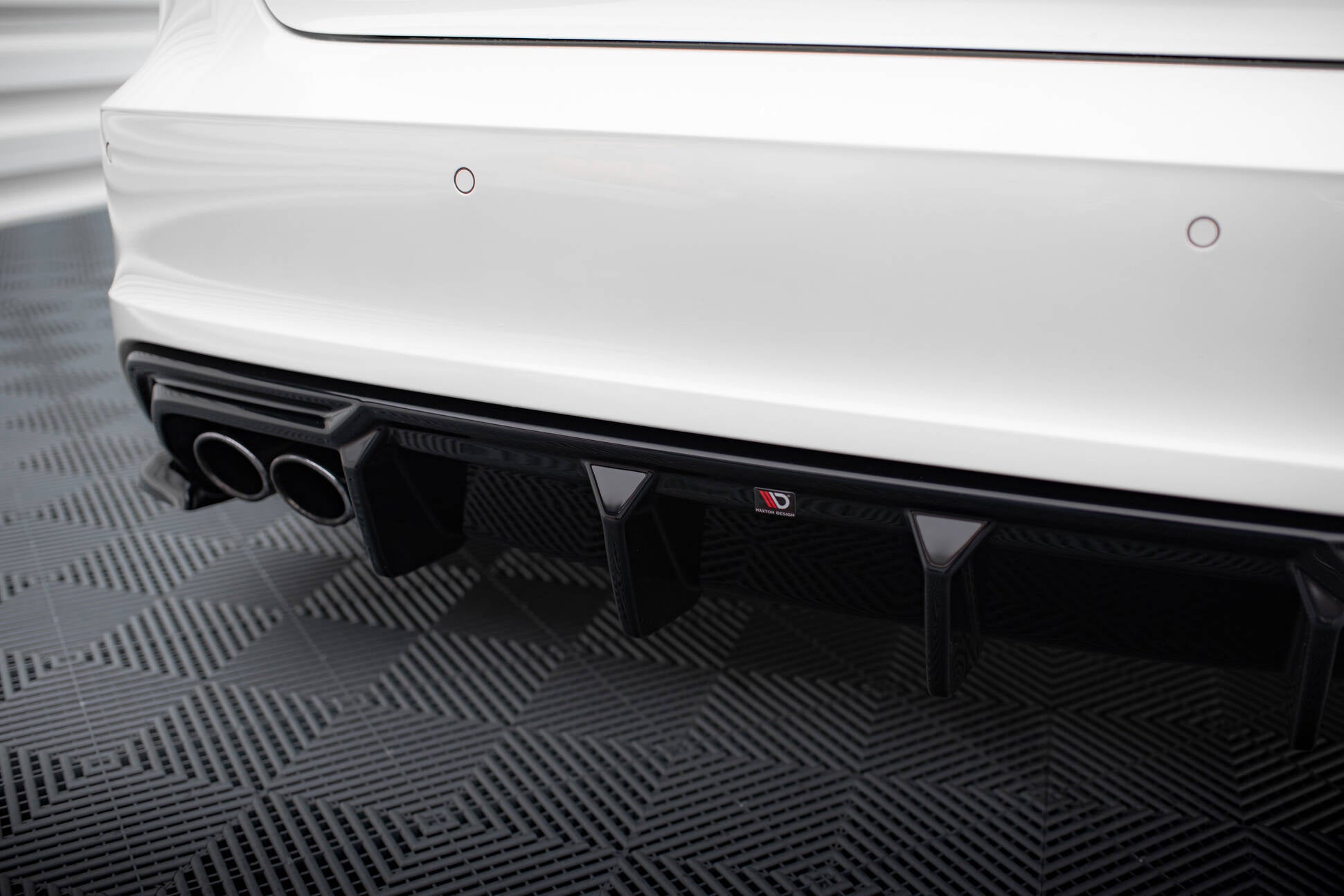 Maxton Design Diffusor Heck Ansatz passend für Audi A3 S-Line Sportback 8V (Doppelauspuff li.)