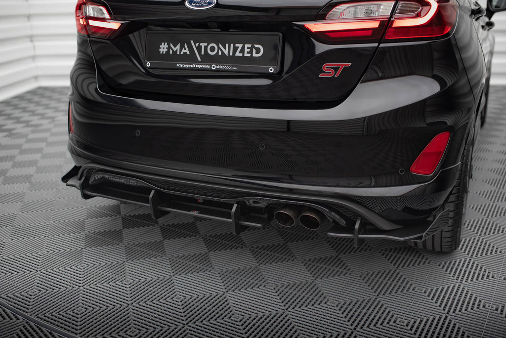 Maxton Design Street Pro Diffusor Heck Ansatz + Flaps passend für Ford Fiesta Mk8 ST schwarz Hochglanz