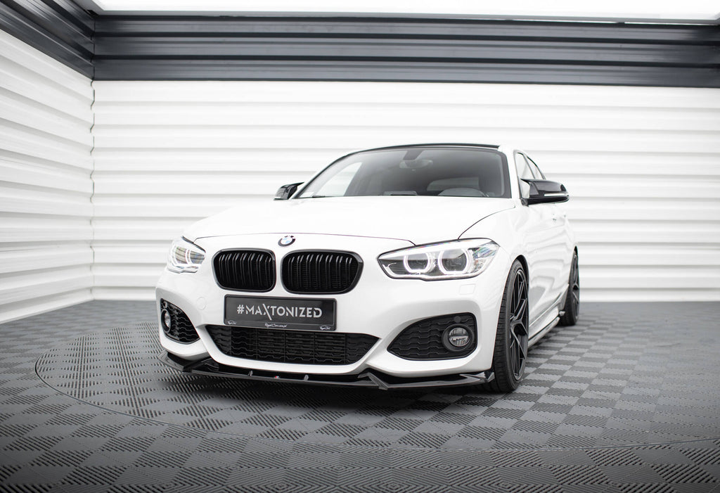 Maxton Design Street+ Spoilerlippe Front Ansatz V.5 passend für BMW 1er M-Paket / M140i F20 Facelift schwarz Hochglanz