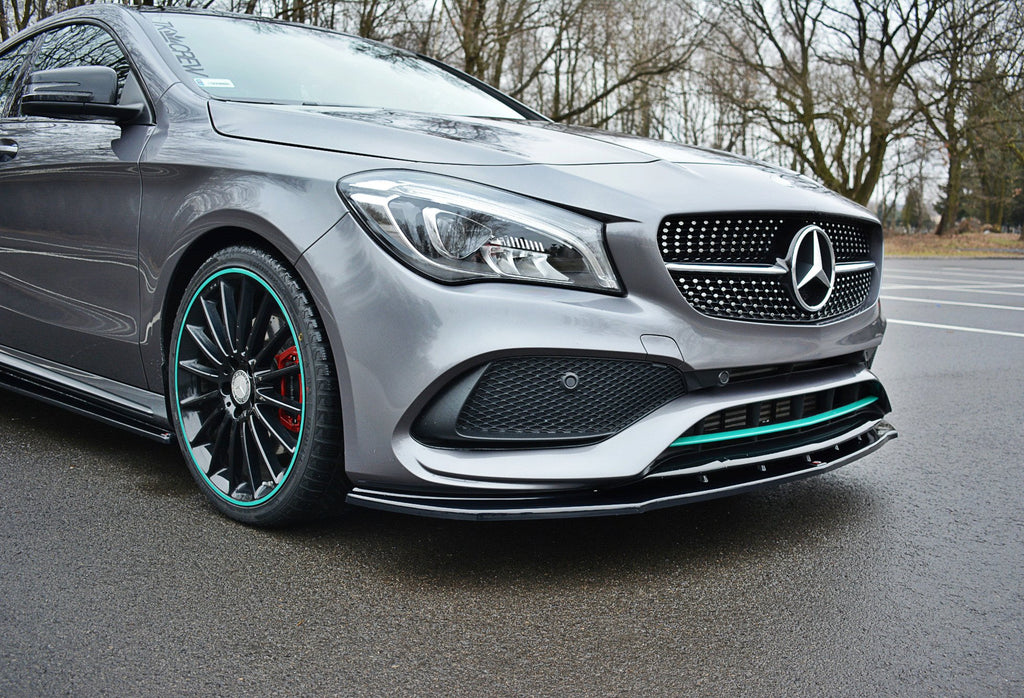 Maxton Design Street+ Spoilerlippe Front Ansatz V.1 passend für Mercedes CLA C117 AMG-LINE FACELIFT schwarz Hochglanz