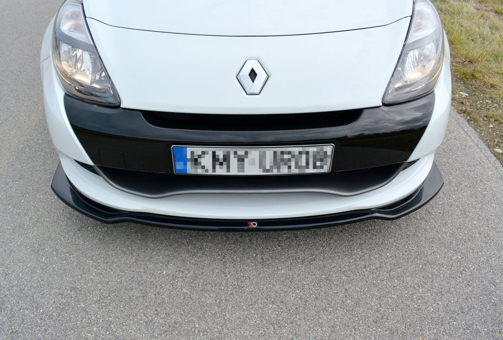 Maxton Design Street+ Spoilerlippe Front Ansatz V.1 passend für RENAULT CLIO MK3 RS FACELIFT schwarz Hochglanz