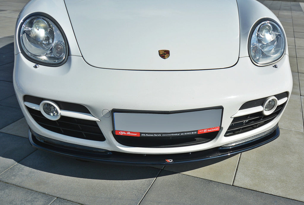 Maxton Design Street+ Spoilerlippe Front Ansatz V.2 passend für PORSCHE CAYMAN S 987C schwarz Hochglanz