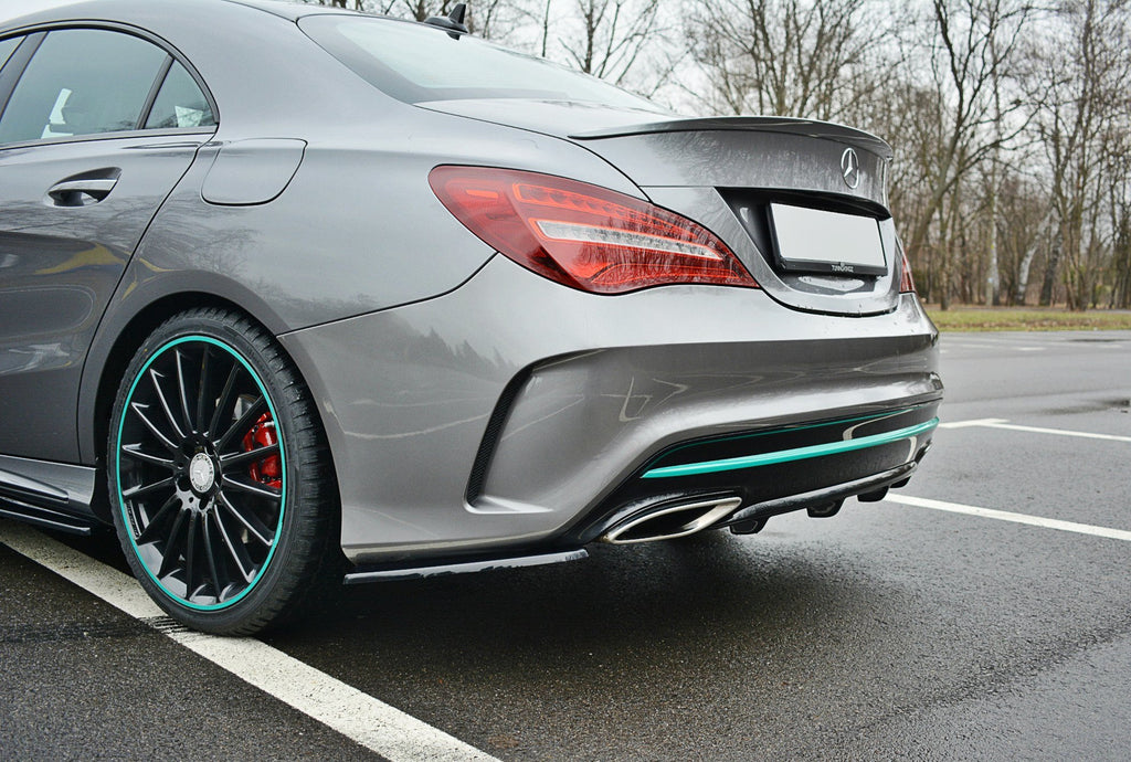 Maxton Design Diffusor Heck Ansatz passend für Mercedes CLA C117 AMG-LINE FACELIFT schwarz Hochglanz