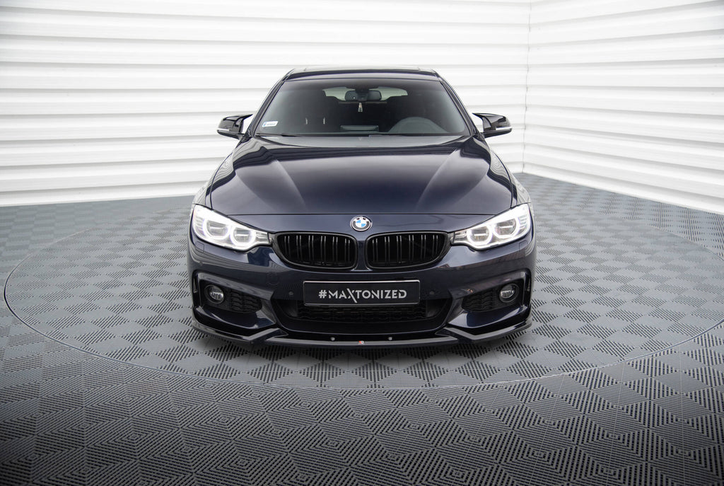 Maxton Design Street+ Spoilerlippe Front Ansatz V.5 passend für BMW 4er Coupe / Gran Coupe / Cabrio M-Paket F32 / F36 / F33 schwarz Hochglanz