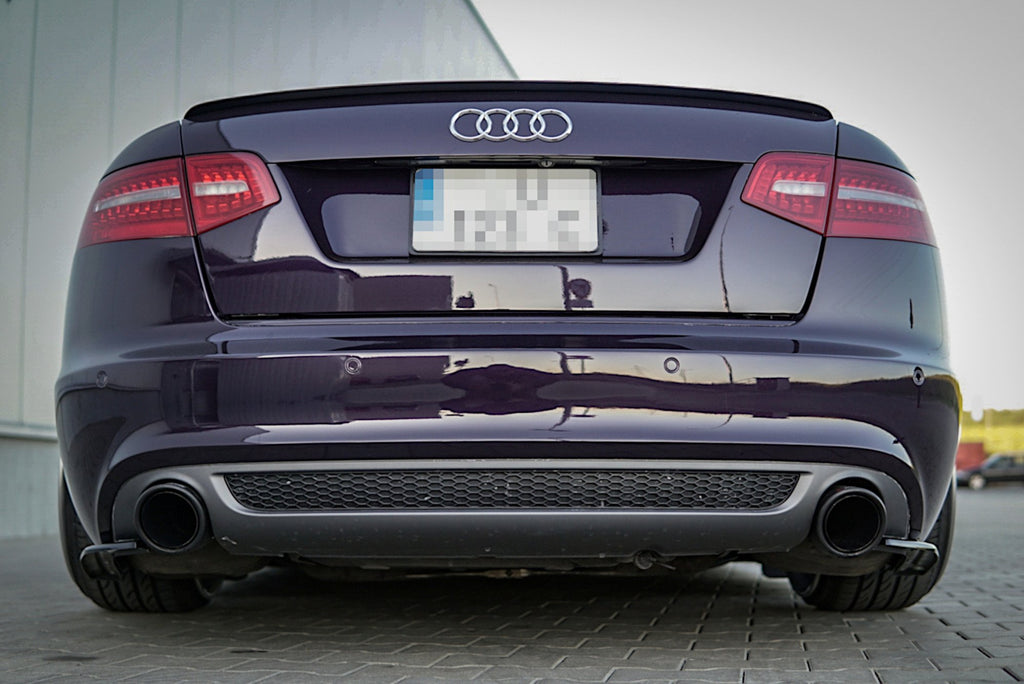 Maxton Design Heck Ansatz Flaps Diffusor passend für Audi A6 S-Line C6 / C6 FL Limousine / Avant schwarz Hochglanz