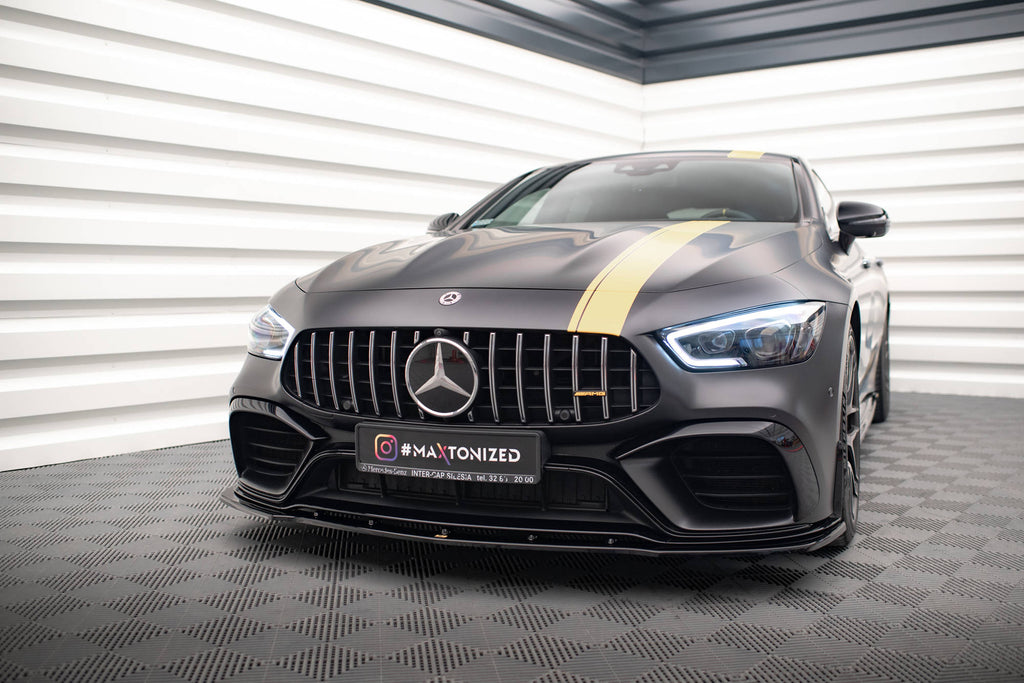 Maxton Design Street+ Spoilerlippe Front Ansatz V.2 passend für Mercedes-AMG GT 63S 4 Door Coupe Aero X290 schwarz Hochglanz