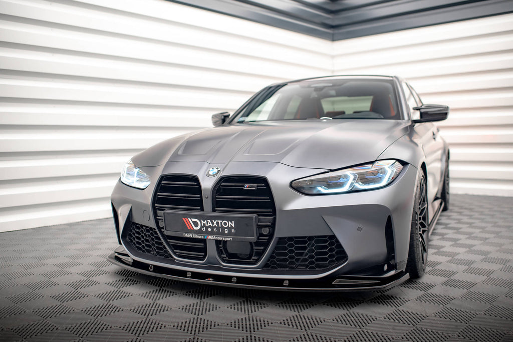 Maxton Design Street+ Spoilerlippe Front Ansatz V.1 passend für BMW M3 Limousine / Touring G80 / G81 schwarz Hochglanz