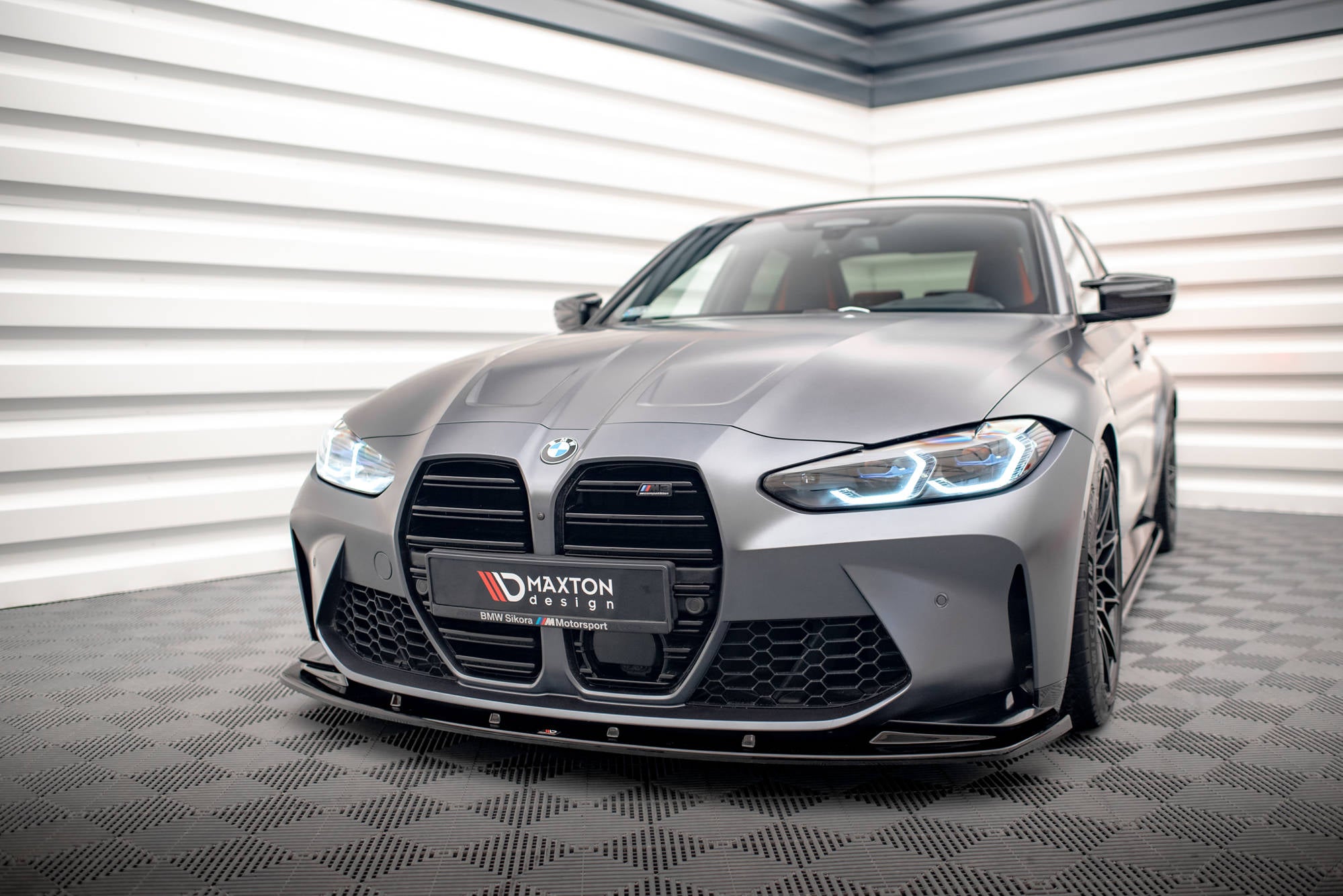 Maxton Design Street+ Spoilerlippe Front Ansatz V.1 passend für BMW M3 Limousine / Touring G80 / G81 schwarz Hochglanz