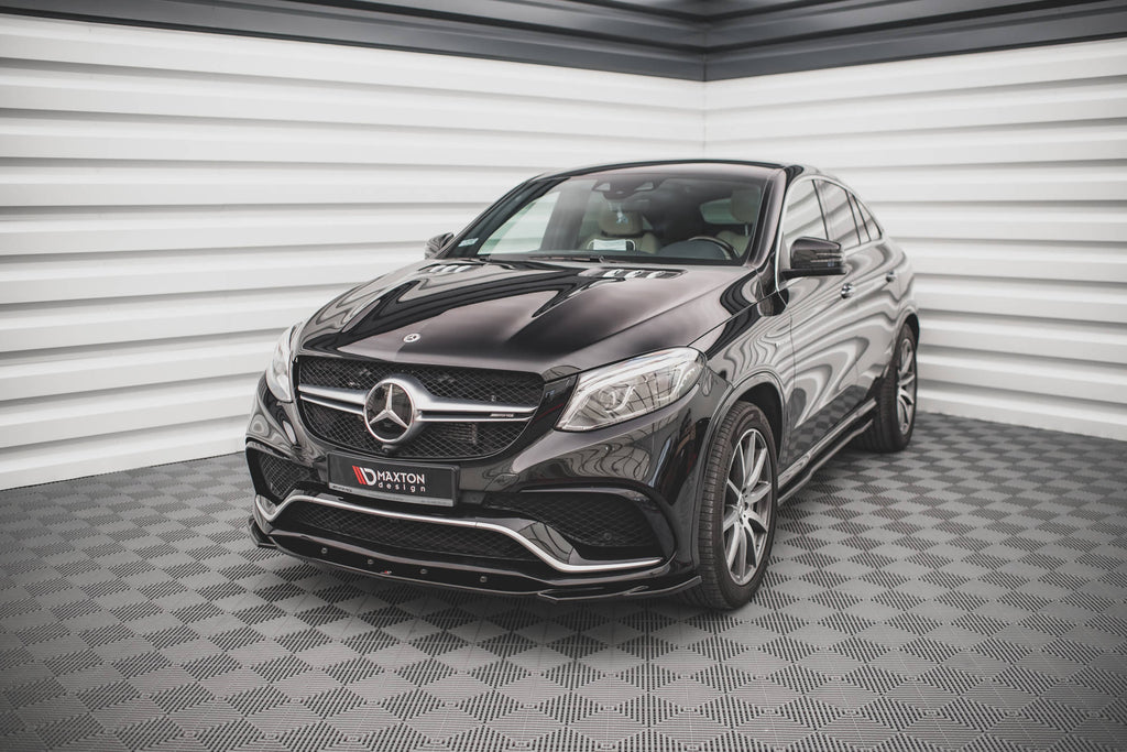 Maxton Design Street+ Spoilerlippe Front Ansatz V.2 passend für Mercedes-Benz GLE Coupe / SUV 63 AMG C292 / W166 schwarz Hochglanz