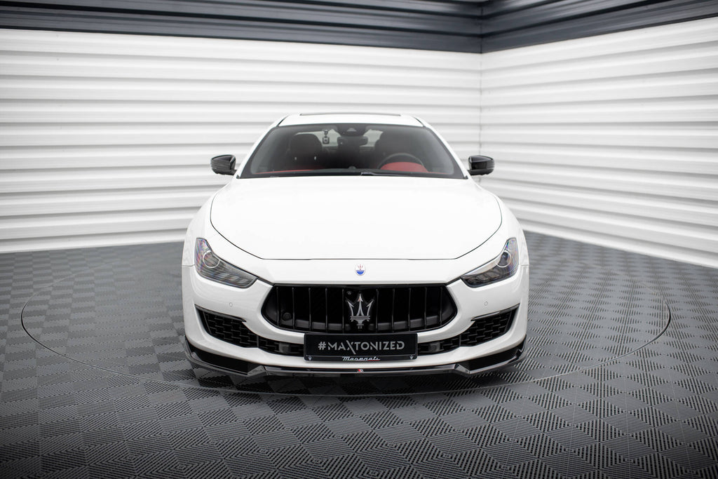 Maxton Design Street+ Spoilerlippe Front Ansatz V.1 passend für Maserati Ghibli Mk3 Facelift schwarz Hochglanz