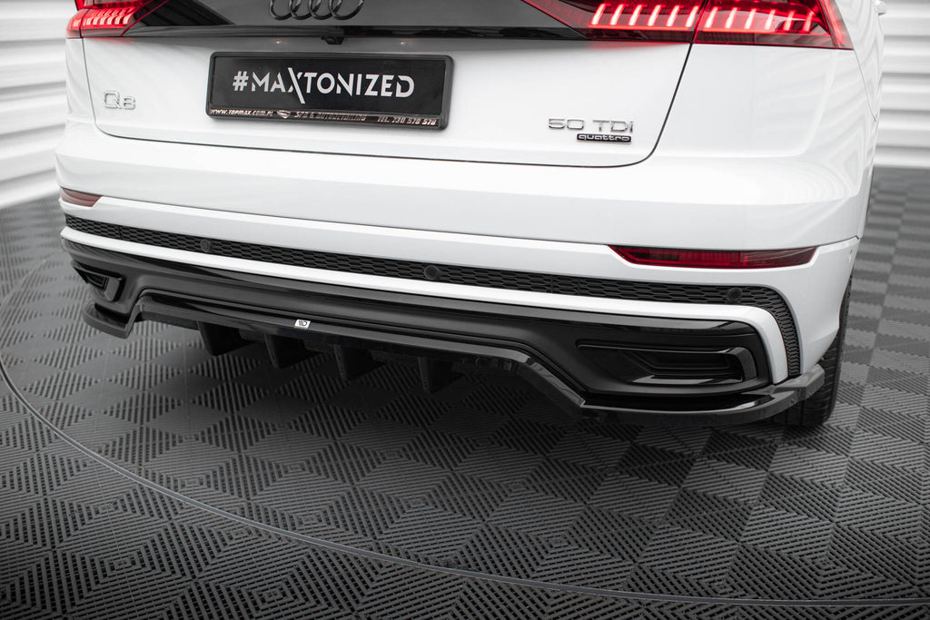 Maxton Design Street+ Mittlerer Diffusor RACE passend für Audi Q8 S-Line Mk1 schwarz Hochglanz