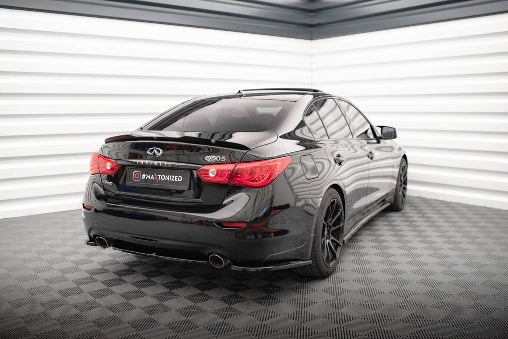 Maxton Design Heck Ansatz Flaps Diffusor V.1 passend für Infiniti Q50 S Mk1 schwarz Hochglanz