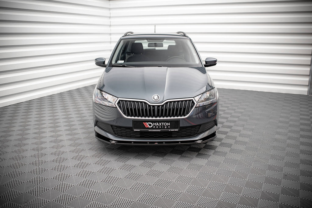 Maxton Design Street+ Spoilerlippe Front Ansatz passend für Skoda Fabia Mk3 Facelift schwarz Hochglanz