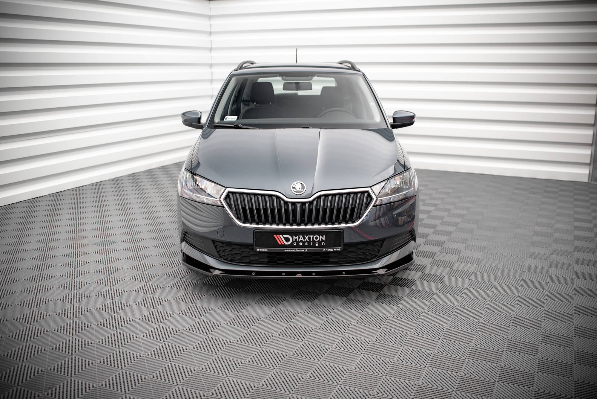 Maxton Design Street+ Spoilerlippe Front Ansatz passend für Skoda Fabia Mk3 Facelift schwarz Hochglanz