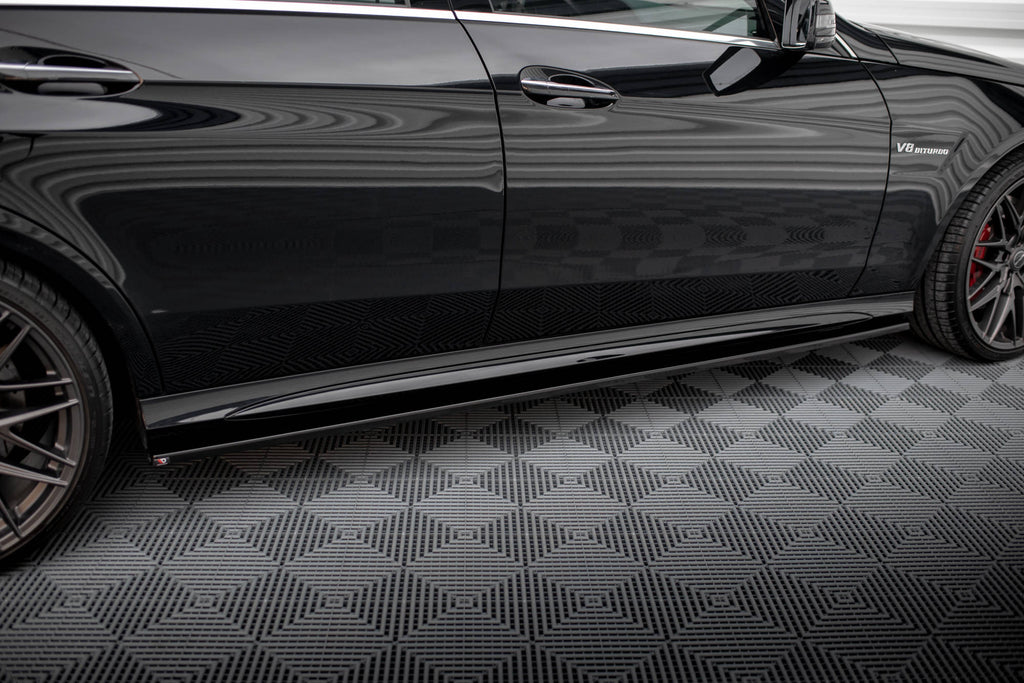 Maxton Design Street+ Seitenschweller Leisten passend für Mercedes-Benz E63 AMG / AMG-Line Limousine W212 Facelift schwarz Hochglanz