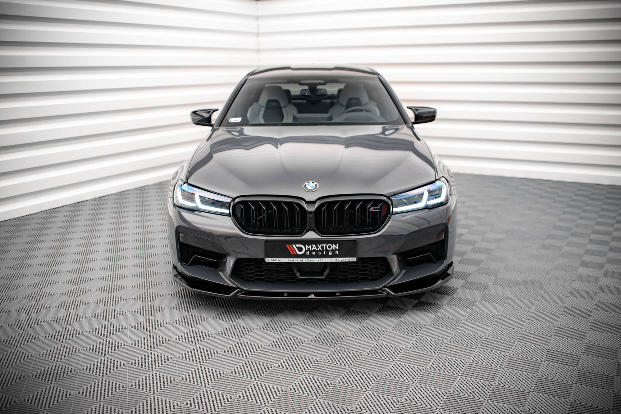 Maxton Design Street+ Spoilerlippe Front Ansatz V.1 passend für BMW M5 F90 Facelift schwarz Hochglanz