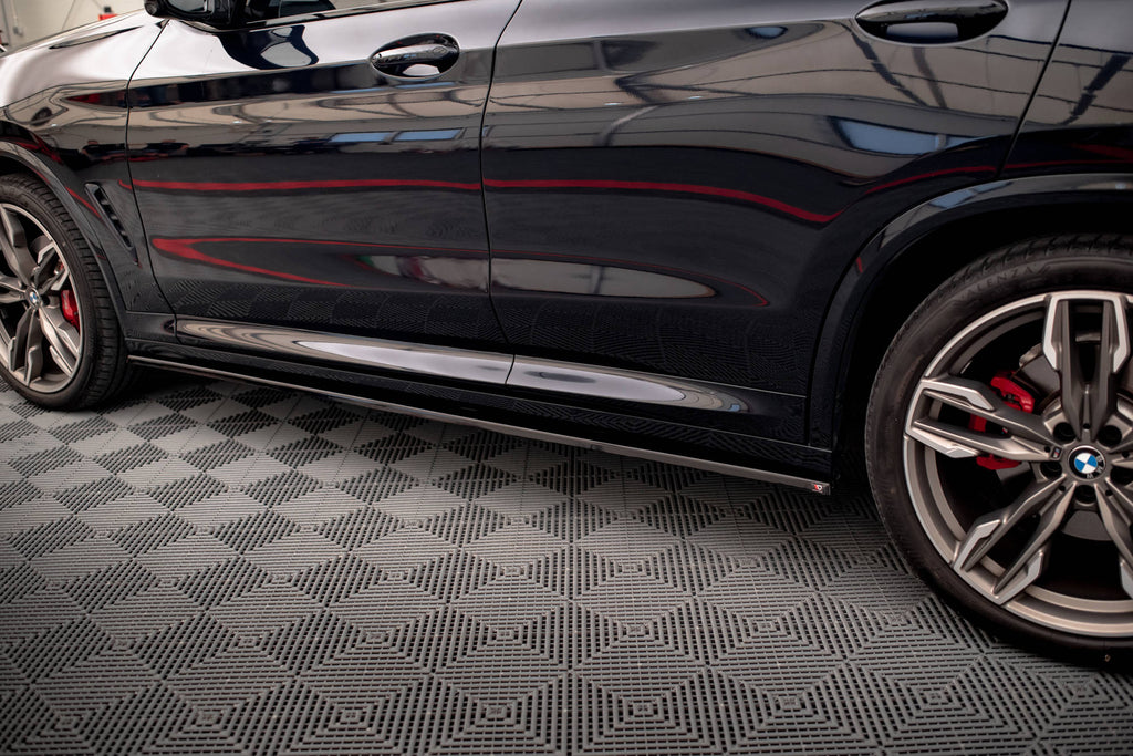 Maxton Design Street+ Seitenschweller Leisten passend für V.1 passend für BMW X3 M40d / M40i / M-Paket G01 schwarz Hochglanz
