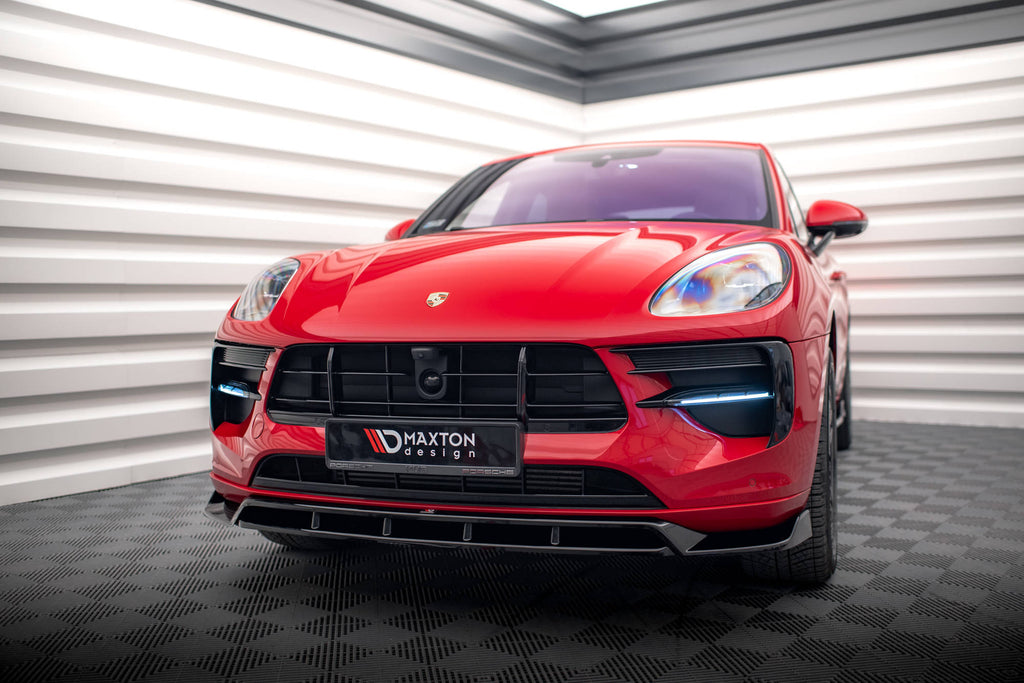 Maxton Design Street+ Spoilerlippe Front Ansatz V.2 passend für Porsche Macan GTS / Sport Design Mk1 Facelift schwarz Hochglanz