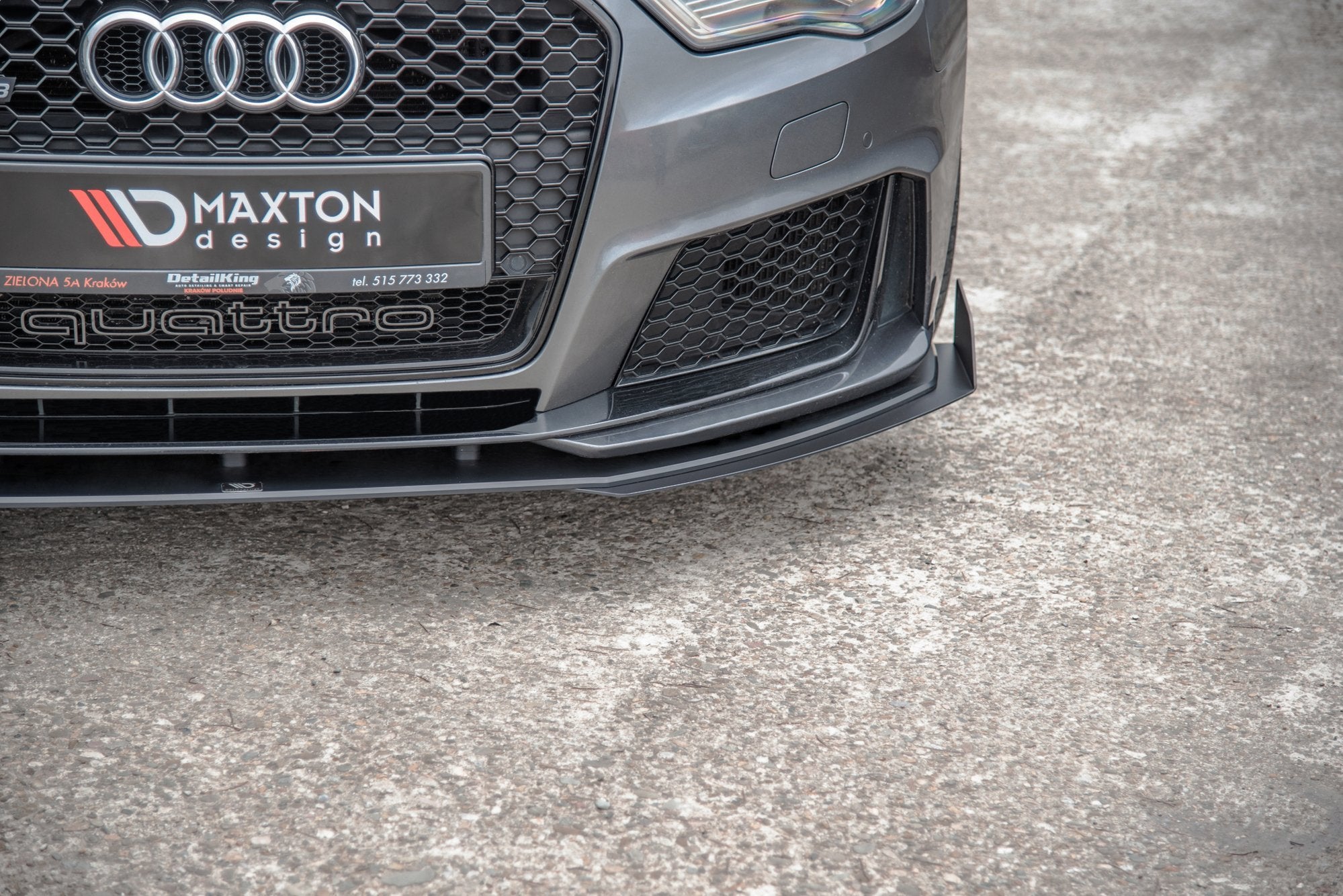 Maxton Design Street Pro Street+ Spoilerlippe Front Ansatz passend für + Flaps passend für Audi RS3 8V Sportback schwarz Hochglanz