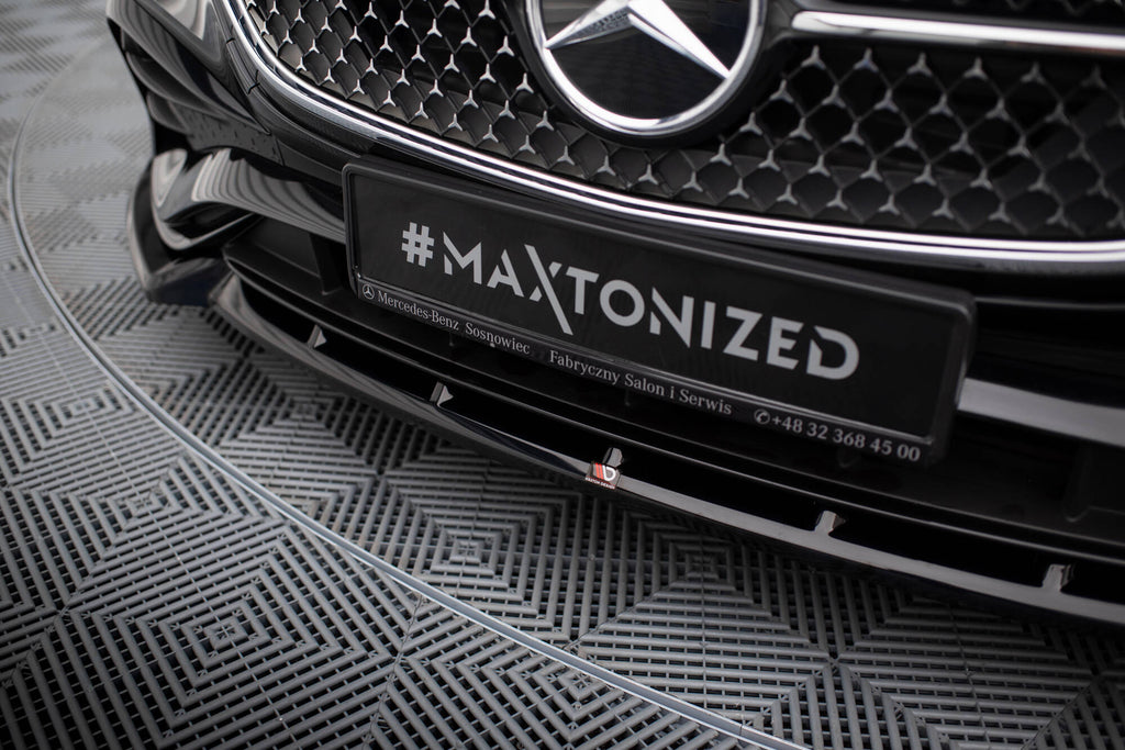 Maxton Design Street+ Spoilerlippe Front Ansatz V.2 passend für Mercedes-Benz E AMG-Line Limousine / Kombi W214 schwarz Hochglanz