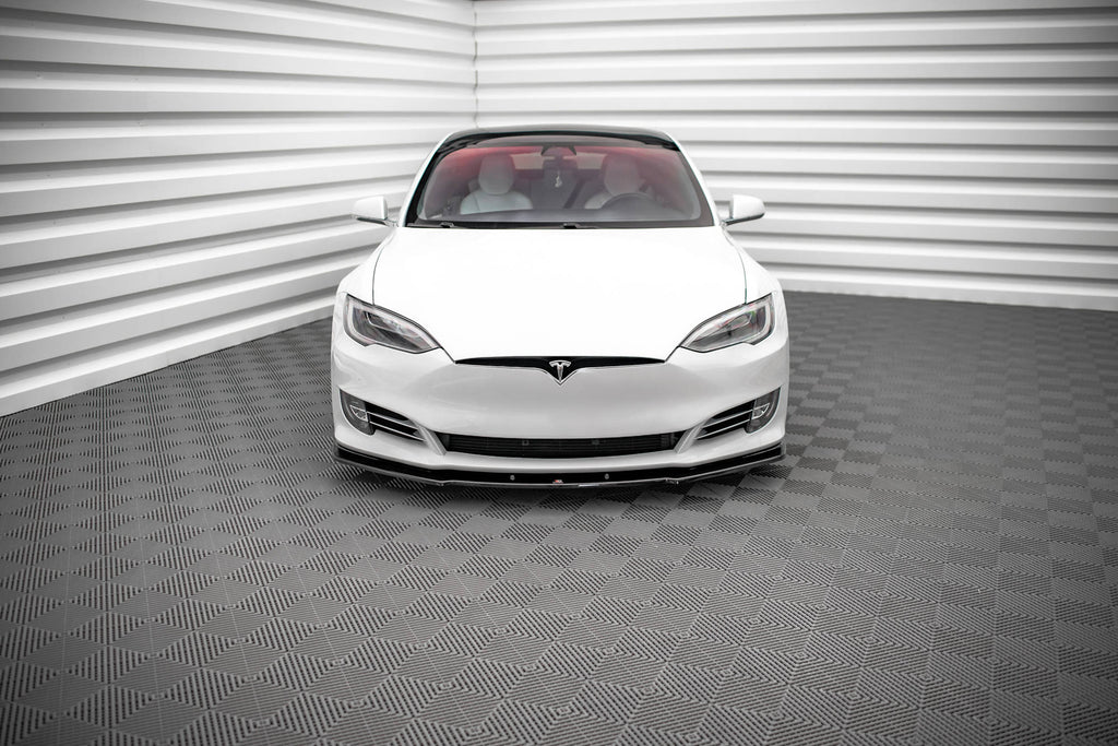 Maxton Design Street+ Spoilerlippe Front Ansatz V.1 passend für Tesla Model S Facelift schwarz Hochglanz