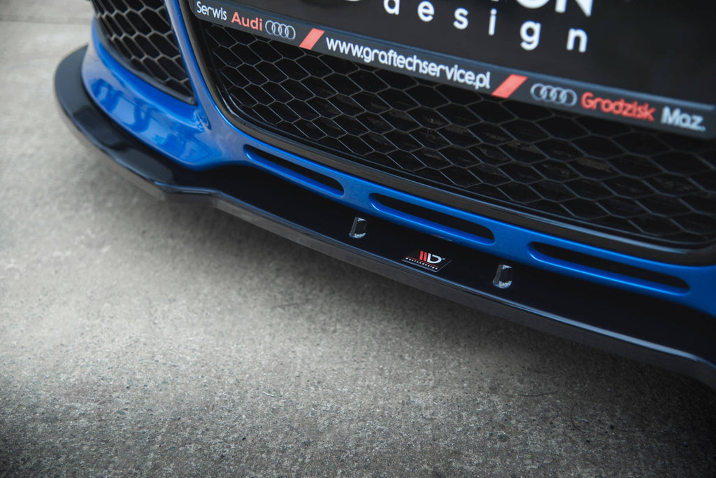 Maxton Design Street+ Spoilerlippe Front Ansatz V.2 passend für Audi RS4 B7 schwarz Hochglanz