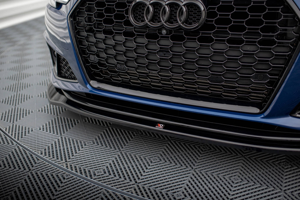 Maxton Design Street+ Spoilerlippe Front Ansatz V.2 passend für Audi A4 Competition B9 schwarz Hochglanz