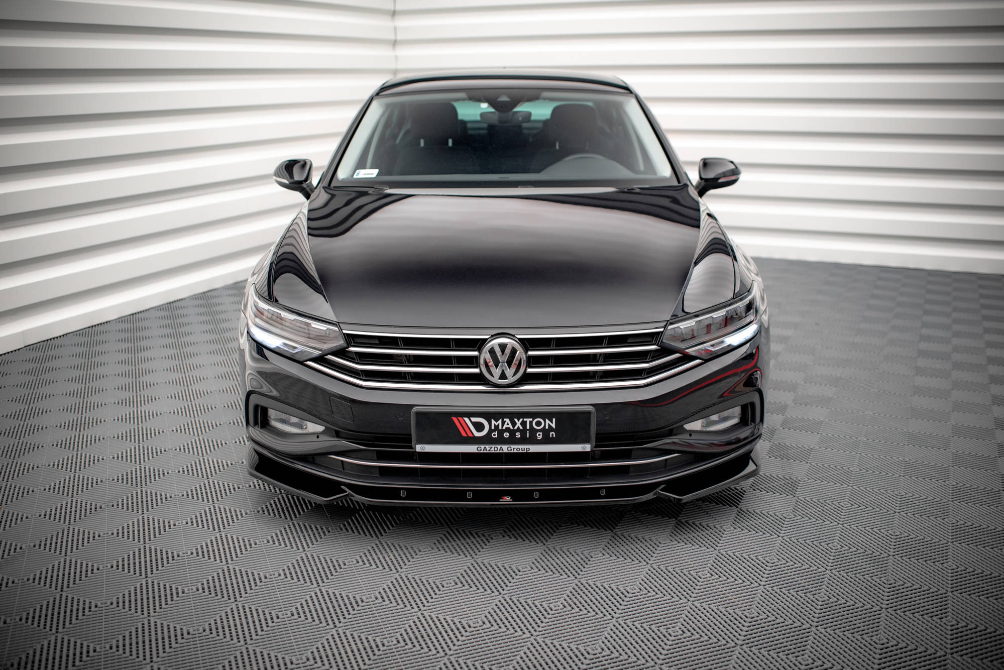Maxton Design Street+ Spoilerlippe Front Ansatz V.1 passend für VW Passat B8 Facelift schwarz Hochglanz