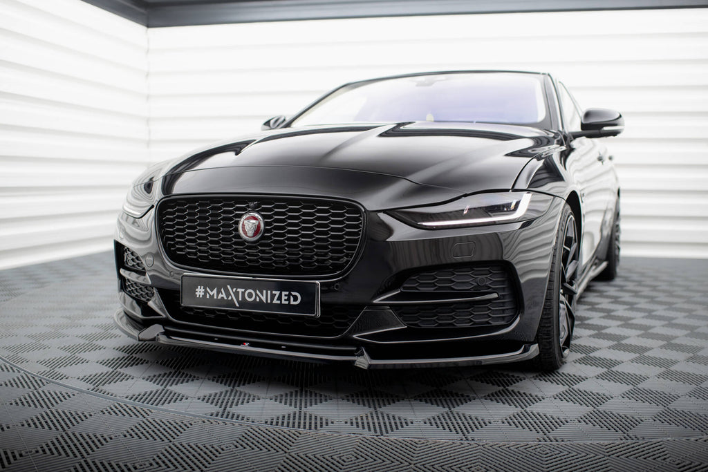 Maxton Design Street+ Spoilerlippe Front Ansatz V.2 passend für Jaguar XE X760 Facelift schwarz Hochglanz
