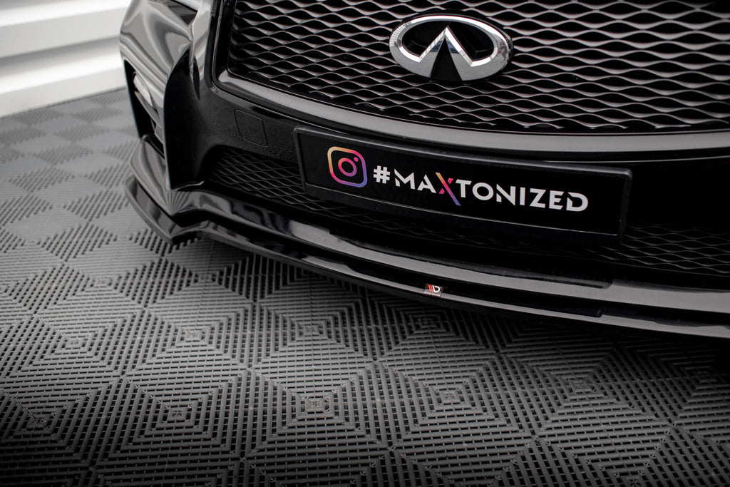 Maxton Design Street+ Spoilerlippe Front Ansatz V.1 passend für Infiniti Q50 S Mk1 schwarz Hochglanz