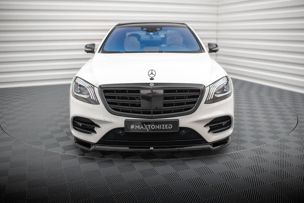 Maxton Design Street+ Spoilerlippe Front Ansatz V.1 passend für Mercedes-Benz S AMG-Line W222 Facelift schwarz Hochglanz