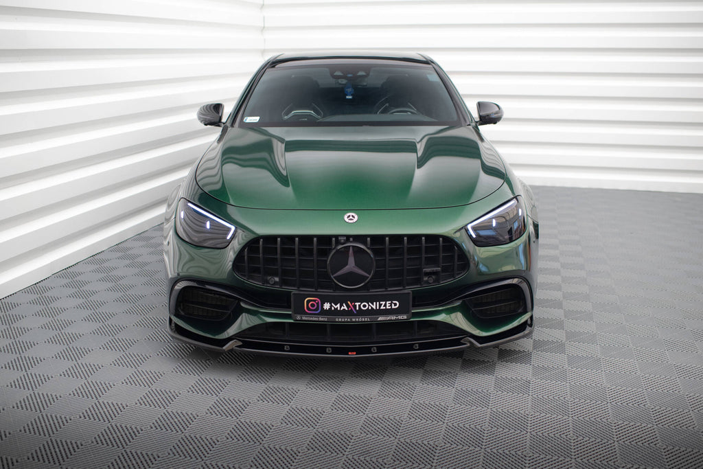 Maxton Design Street+ Spoilerlippe Front Ansatz V.2 passend für Mercedes-AMG E63 W213 Facelift schwarz Hochglanz