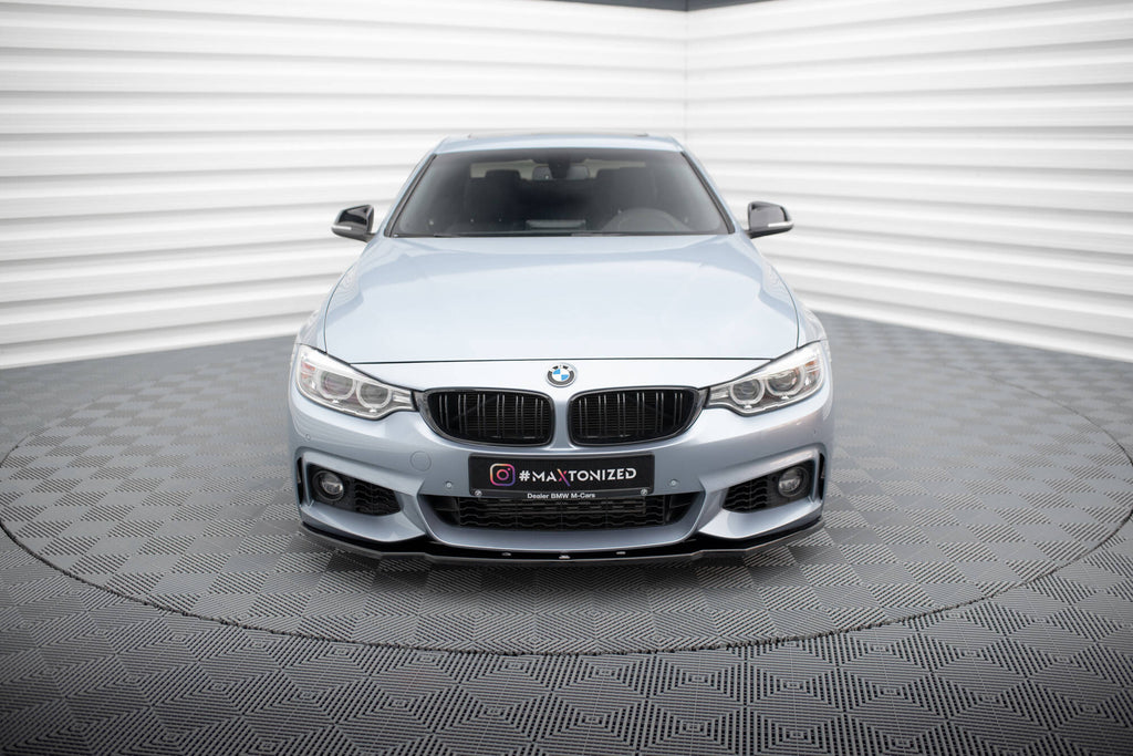Maxton Design Street+ Spoilerlippe Front Ansatz V.1 passend für BMW 4er Coupe / Gran Coupe / Cabrio M-Paket F32 / F36 / F33 schwarz Hochglanz