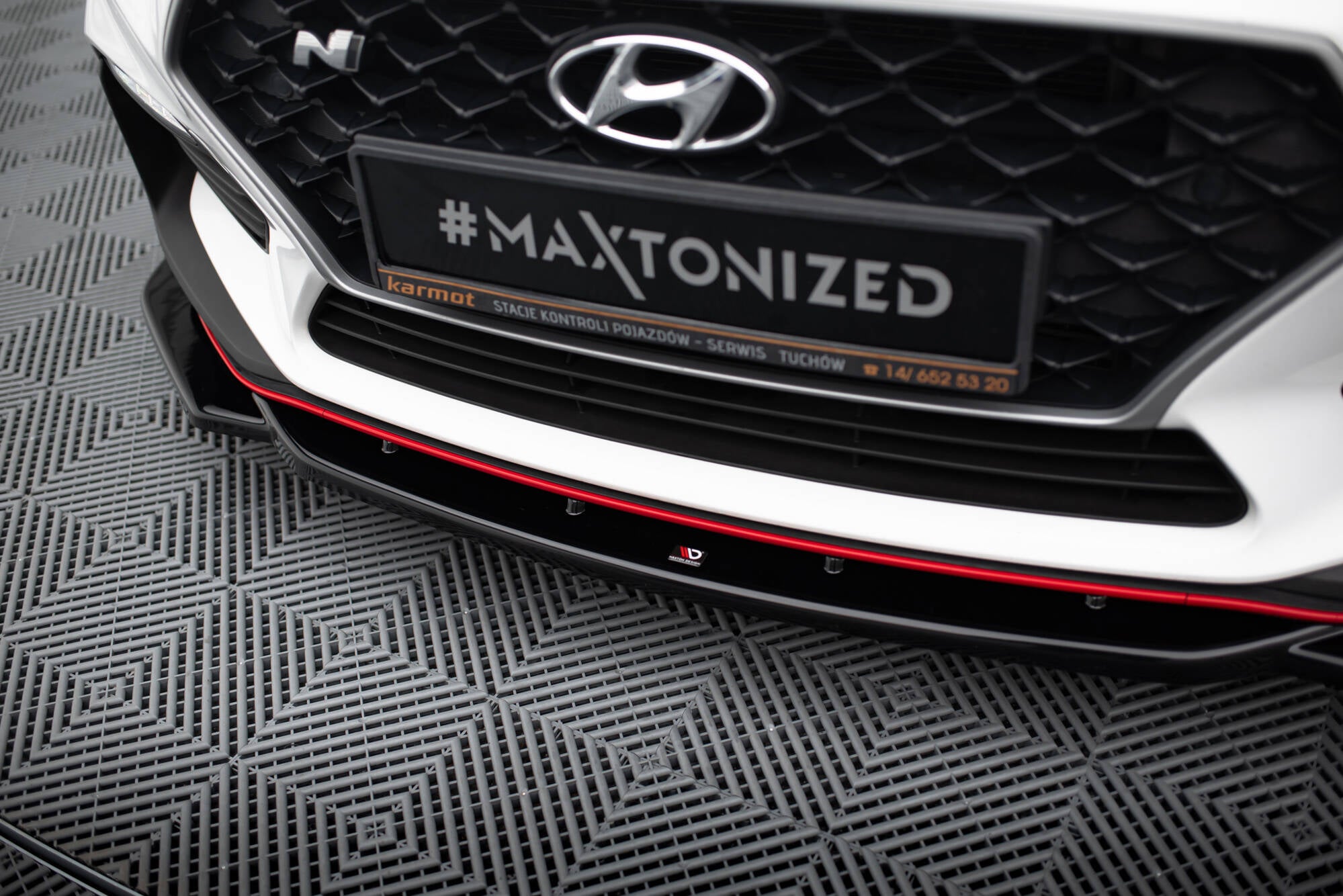 Maxton Design Street+ Spoilerlippe Front Ansatz V.4 passend für Hyundai I30 N Mk3 Hatchback/ Fastback schwarz Hochglanz
