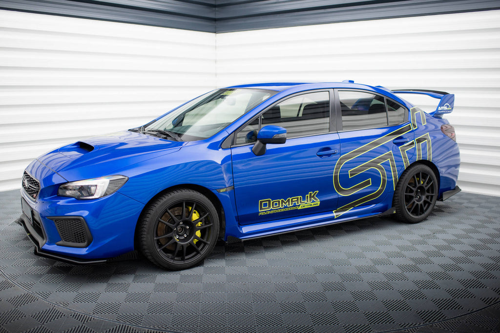 Maxton Design Street Pro Street+ Seitenschweller Leisten + Flaps passend für Subaru WRX STI Mk1 schwarz Hochglanz