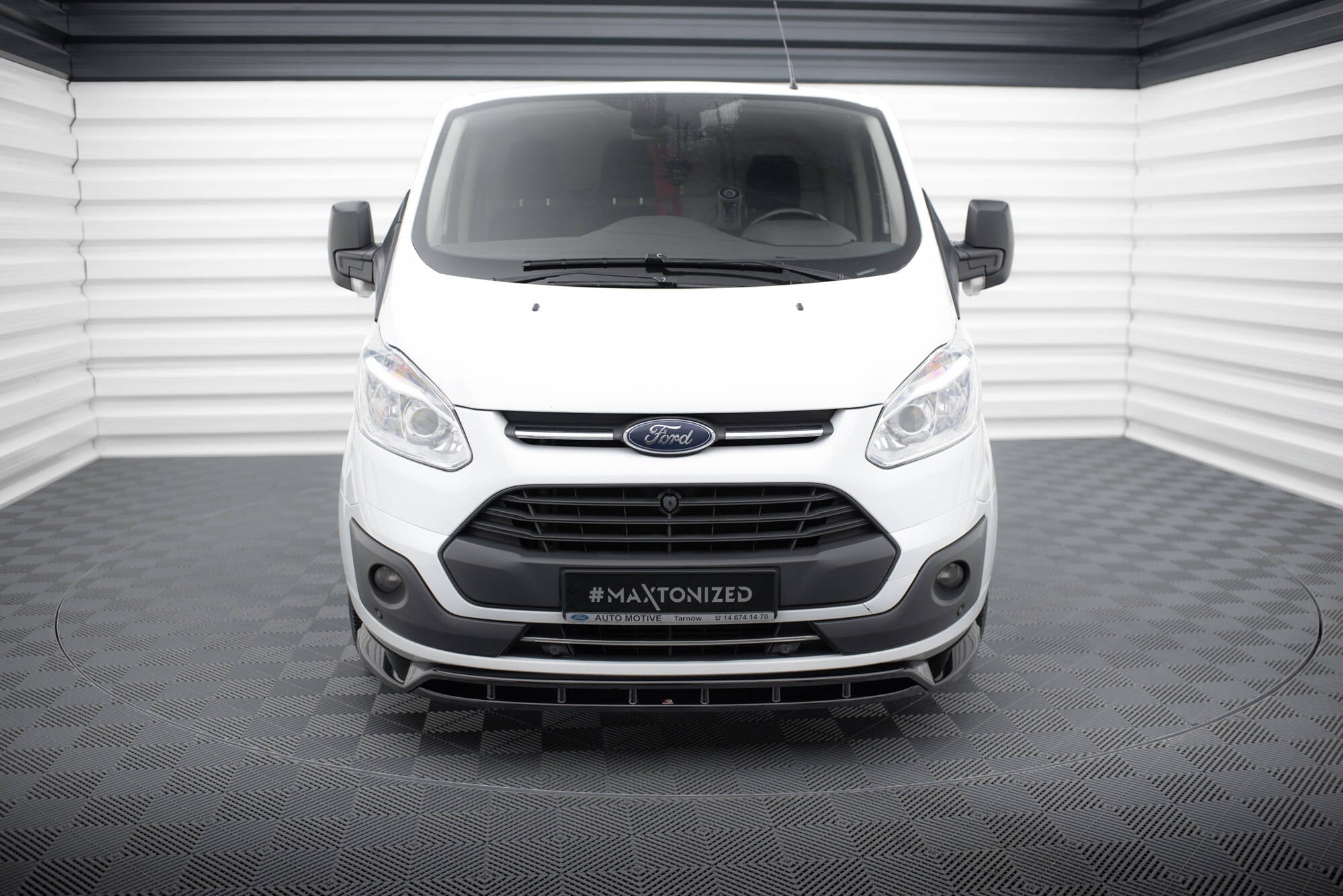 Maxton Design Street+ Spoilerlippe Front Ansatz passend für Ford Transit Custom Mk1 schwarz Hochglanz