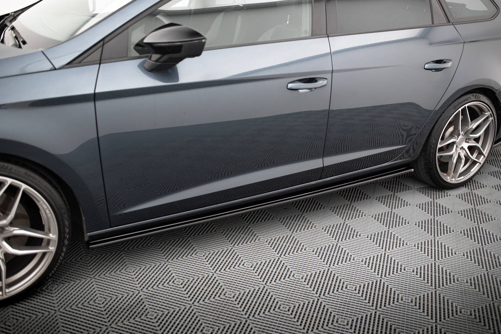 Maxton Design Street+ Seitenschweller Leisten passend für v.1 Seat Leon Mk3 Cupra/ FR Facelift schwarz Hochglanz