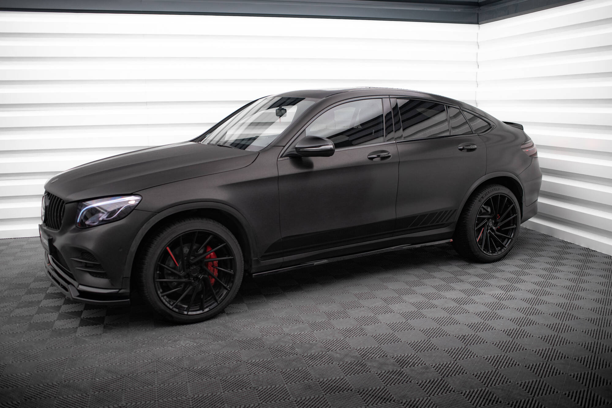 Maxton Design Street+ Seitenschweller Leisten passend für Mercedes-AMG GLC 43 / AMG-Line SUV X253 Facelift schwarz Hochglanz