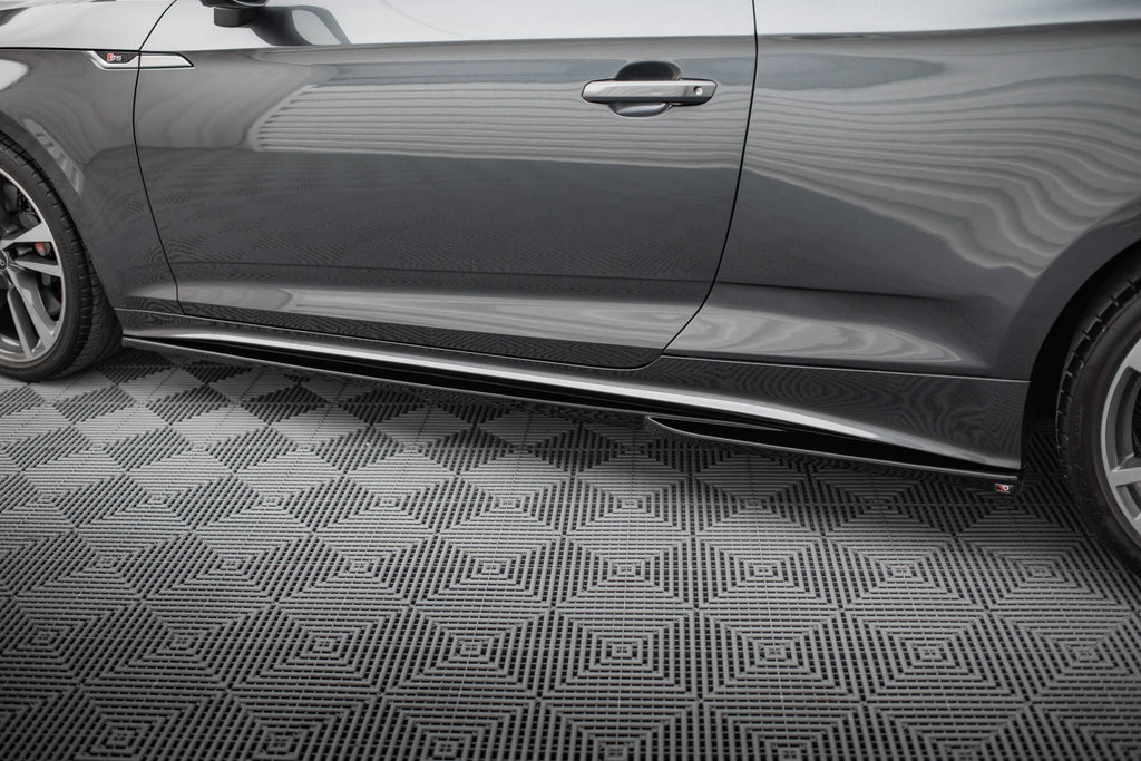 Maxton Design Street+ Seitenschweller Leisten passend für Audi S5 Coupe / A5 S-Line Coupe F5 Facelift schwarz Hochglanz