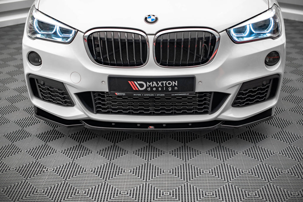 Maxton Design Street+ Spoilerlippe Front Ansatz V.1 passend für BMW X1 M-Paket F48 schwarz Hochglanz