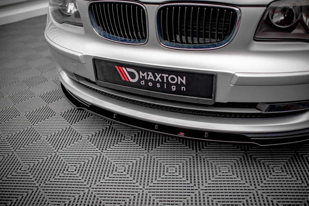 Maxton Design Street+ Spoilerlippe Front Ansatz V.2 passend für BMW 1er E81 Facelift schwarz Hochglanz