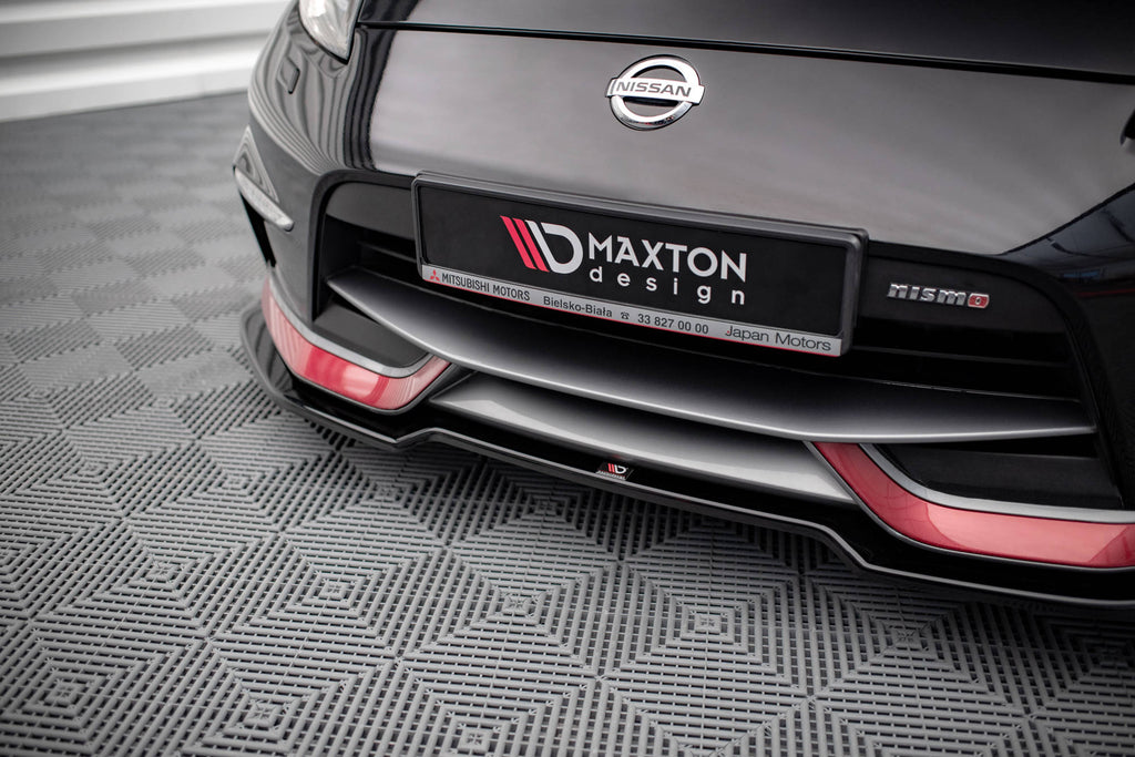 Maxton Design Street+ Spoilerlippe Front Ansatz V.3 passend für Nissan 370Z Nismo Facelift schwarz Hochglanz