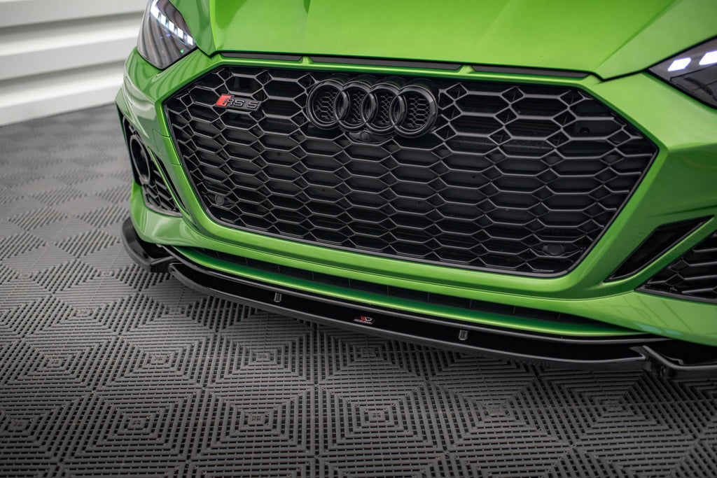 Maxton Design Street+ Spoilerlippe Front Ansatz V.2 passend für Audi RS5 F5 Facelift schwarz Hochglanz