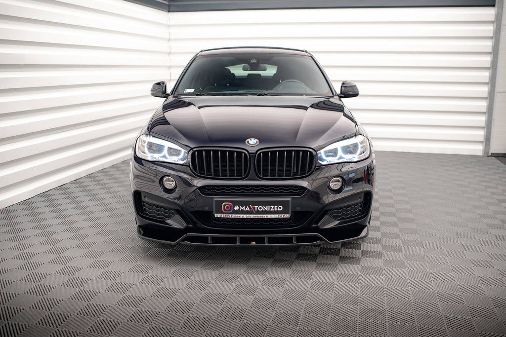 Maxton Design Street+ Spoilerlippe Front Ansatz V.2 passend für BMW X6 M-Paket F16 schwarz Hochglanz